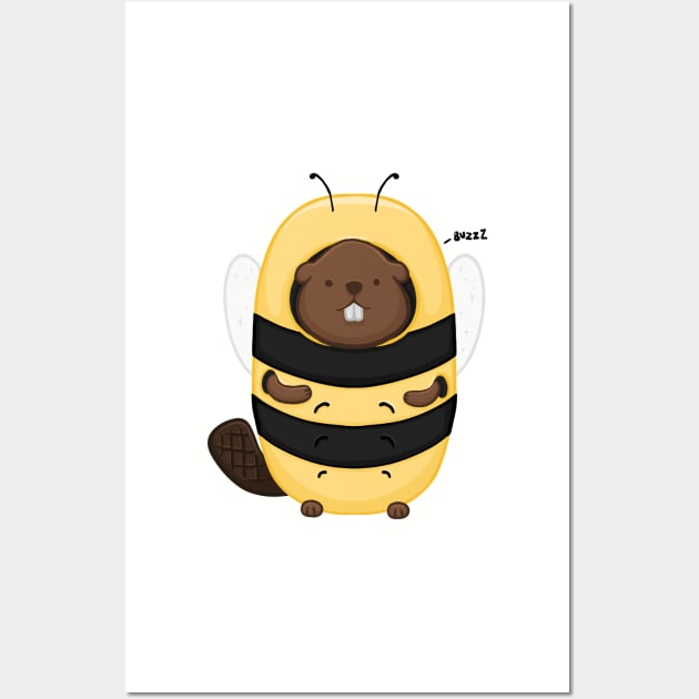 BEEaver, Cute Wholesome Beaver in a Bee costume Wall Art by AlmightyClaire